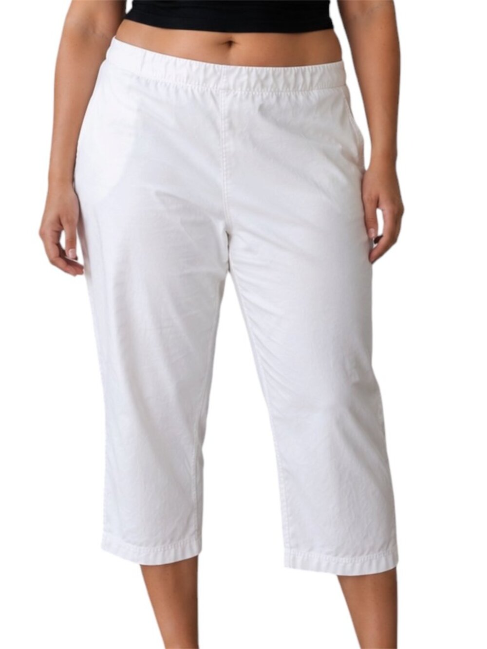 Size XL Nanette Lepore White Cropped Pants Minimalist Pull On Capri 